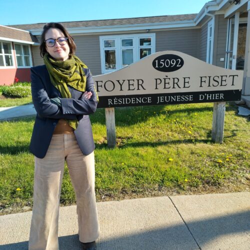 Nik Boisvert in front of Foye Pere Fiset